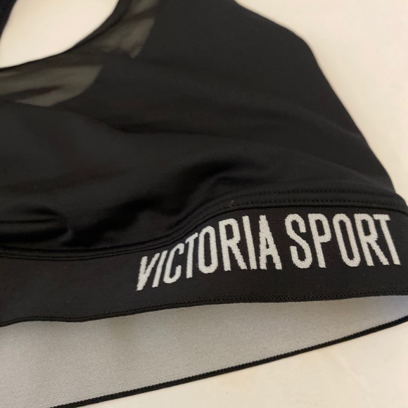 🟢2 FOR $15❣️VICTORIA’S SECRET SPORTS BRA *LARGE *BLACK & WHITE LOGO WITH MESH - Picture 6 of 11